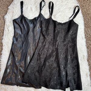 Morgan Taylor Intimates set of two black chemise slip dresses size small